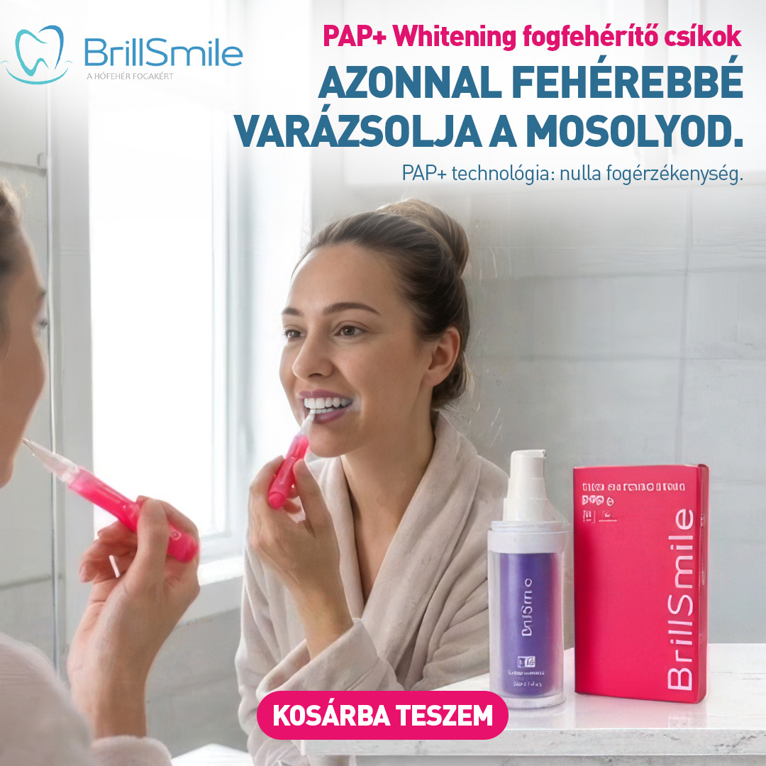 BrillSmile PAP+ Whitening fogfehérítő csík használat közben